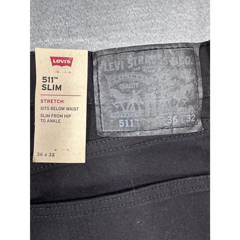 Levis 511 Slim Fit Stretch Jeans Black Mens 36x32 04511-5264 NEW - Picture 11 of 14